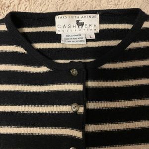 VTG Saks Fifth Avenue 100% Cashmere striped cardigan | L